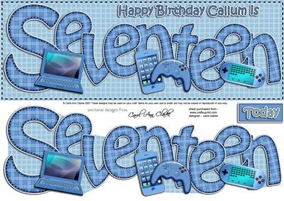 17th Birthday Callum Large Dl Quick Card N 3D Decoupage