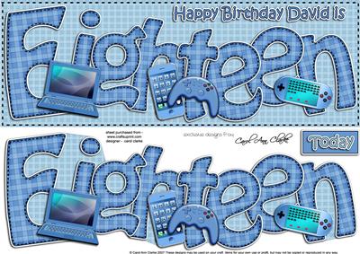 18th Birthday David Large Dl Quick Card N 3D Decoupage