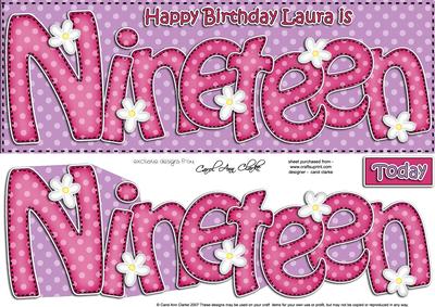 19th Birthday Laura Large Dl Quick Card N 3D Decoupage