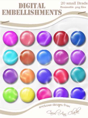 Small Round 'brads' Digital Embellishments