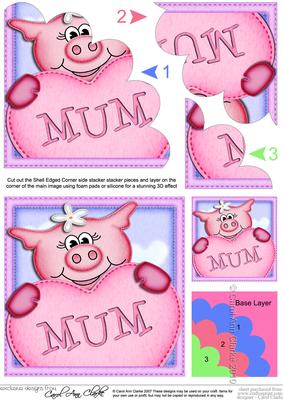 Zoe Piggy's Heart for Mum Shell Edged Corner Side Stacker