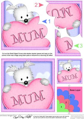 Westie Dog's Heart for Mum Shell Edged Corner Side Stacker