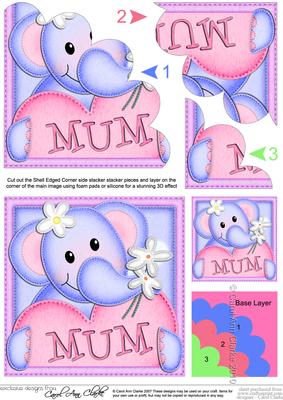 Lola Elephant's Heart for Mum Shell Edged Corner Stacker