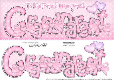 Large Dl New Great Grandparent Felties Card & 3D Decoupage