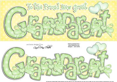 Large Dl New Great Grandparent Felties Card & 3D Decoupage