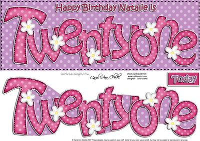 21st Birthday Natalie Large Dl Quick Card N 3D Decoupage