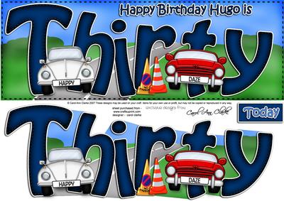 30th Birthday Hugo Large Dl Quick Card N 3D Decoupage