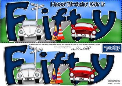 50th Birthday Kyle Large Dl Quick Card N 3D Decoupage