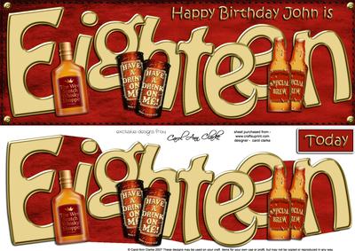 18th Birthday John Large Dl Quick Card N 3D Decoupage