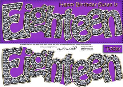 18th Birthday Susan Large Dl Quick Card N 3D Decoupage