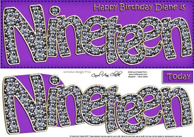 19th Birthday Diane Large Dl Quick Card N 3D Decoupage