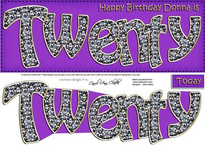 20th Birthday Donna Large Dl Quick Card N 3D Decoupage