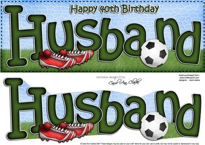 40th Birthday Husband Football Large Dl Card N 3D Decoupage
