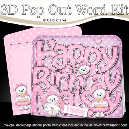3D Happy Birthday Maisy with Teddies Pop Out Word Card