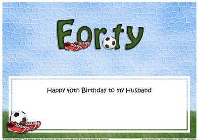 40th Birthday Husband Football Large Dl Matching Insert