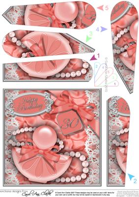 30th Birthday Perfume Lace N Pearls Fan Pyramage Topper
