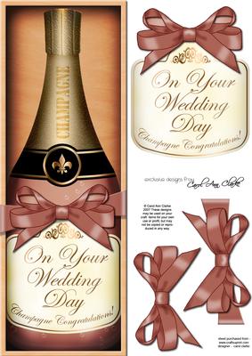 Large Dl Wedding Champers in a Box Quick Card 3D Decoupage