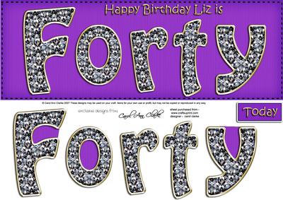 40th Birthday Liz Large Dl Quick Card N 3D Decoupage