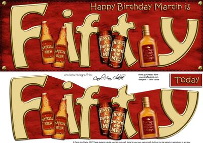 50th Birthday Martin Large Dl Quick Card N 3D Decoupage