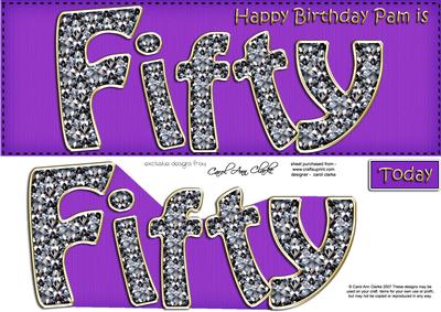 50th Birthday Pam Large Dl Quick Card N 3D Decoupage