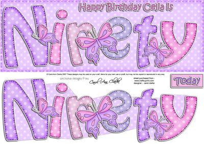90th Birthday Celia Large Dl Quick Card N 3D Decoupage
