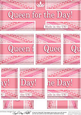 Uk Shabby Flag Queen for the Day Dl Side Stacker Topper
