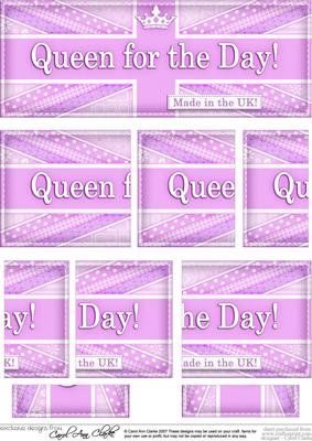 Uk Shabby Flag Queen for the Day Dl Side Stacker Topper