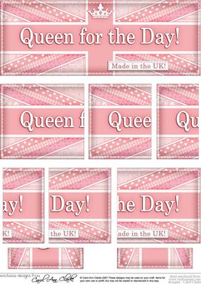 Uk Shabby Flag Queen for the Day Dl Side Stacker Topper