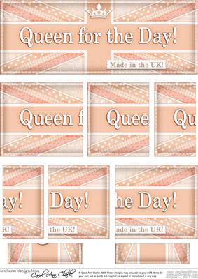 Uk Shabby Flag Queen for the Day Dl Side Stacker Topper