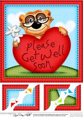 8 x 8 Frank Meerkat's Get Well Heart Scalloped Topper