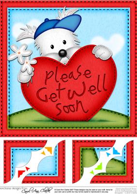 8 x 8 Jock Westie Dog's Get Well Heart Scalloped Topper