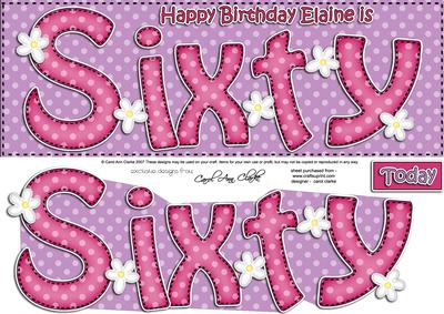 60th Birthday Elaine Large Dl Quick Card N 3D Decoupage
