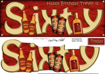 60th Birthday Trevor Large Dl Quick Card N 3D Decoupage