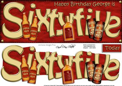 65th Birthday George Large Dl Quick Card N 3D Decoupage