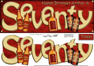 70th Birthday Arthur Large Dl Quick Card N 3D Decoupage