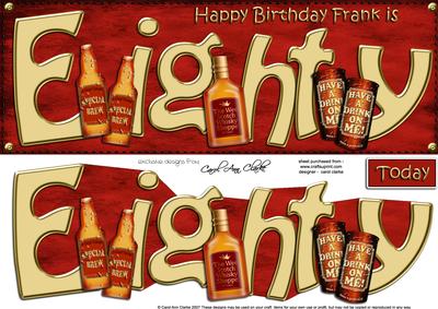 80th Birthday Frank Large Dl Quick Card N 3D Decoupage