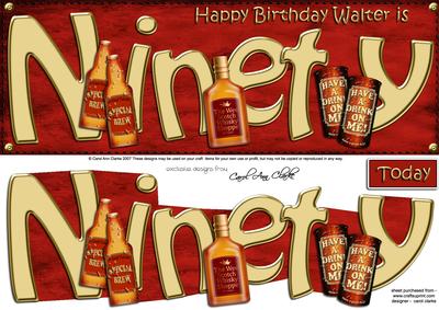 90th Birthday Walter Large Dl Quick Card N 3D Decoupage
