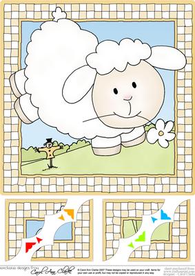 8 x 8 Little Lamb Scalloped Corner Topper