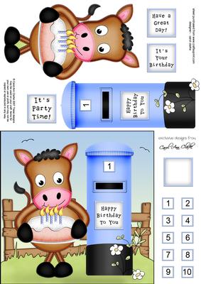 Gigi Horse N Postbox Quick Card N 3D Decoupage