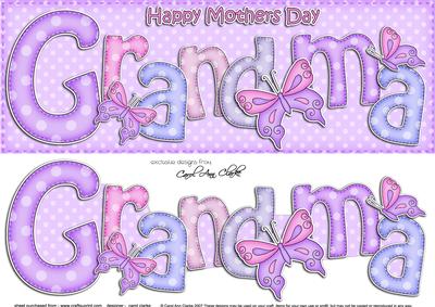 Large Dl Mothers Day Grandma Butterflies Card & 3D Decoupage