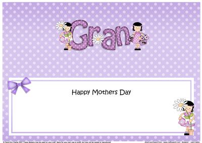 Girlz Mothers Day Gran Large Dl Matching Insert