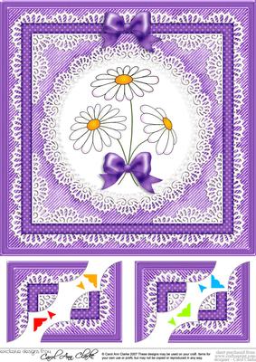 8 x 8 Denim and Daisies Scalloped Corner Topper
