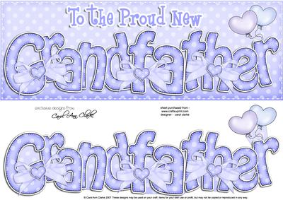 Large Dl New Grandfather Felties Card & 3D Decoupage