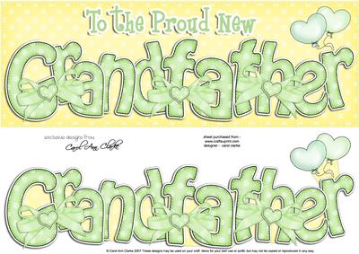 Large Dl New Grandfather Felties Card & 3D Decoupage