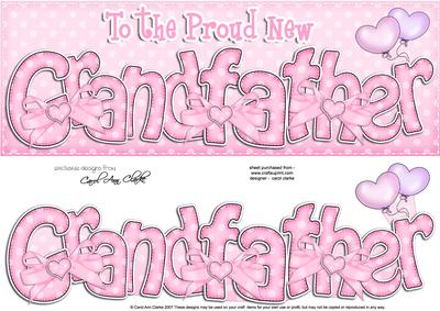 Large Dl New Grandfather Felties Card & 3D Decoupage