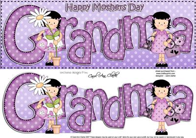 Girlz Mothers Day Grandma Large Dl Quick Card 3D Decoupage