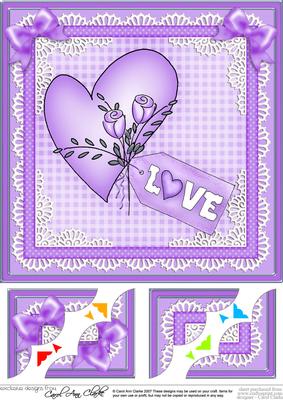 Romantic Love Heart - 8 x 8 Scalloped Corner Topper  