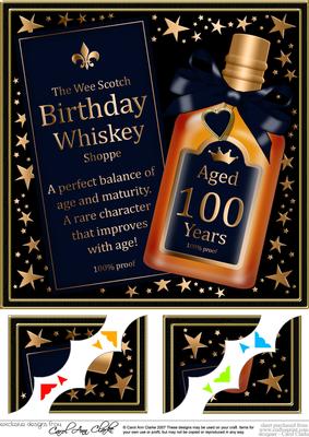 8 x 8 100th Birthday Whisky Scalloped Corner Topper