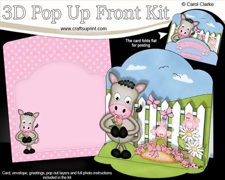 3D Gi Gi Horse's Rose Pop Up Front Card Kit