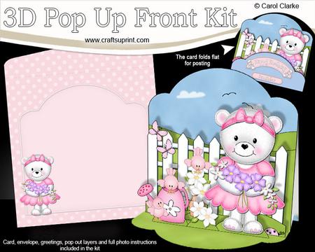 3D Teddy Tess's Flowers Pop Up Front Card Kit